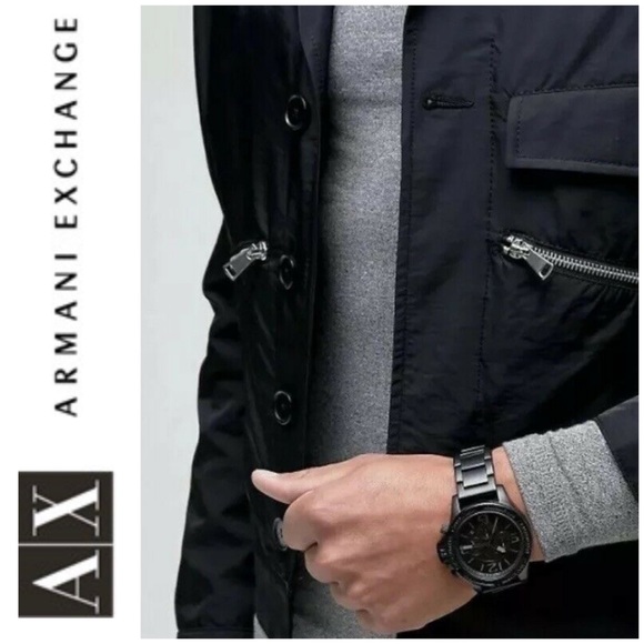 NWT Armani Exchange Black Metal Dial Chrono Watch - Picture 2 of 5